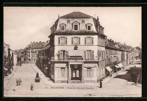 AK Mulhouse, Place du Nouveau Quartier, Cafe Odeon