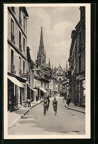 AK Mulhouse, Schulstrasse mit Kirche