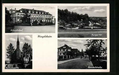 AK Mingolsheim, Schwefelbad, Kurgarten, Rochuskapelle
