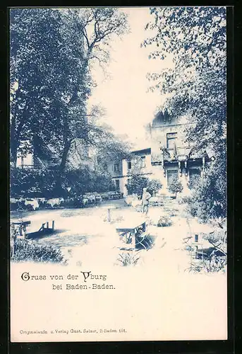 AK Baden-Baden, Yburg mit Garten