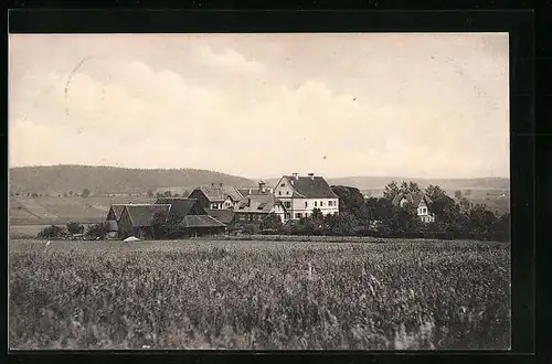 AK Tempelhof, Ortsansicht mit Feldern