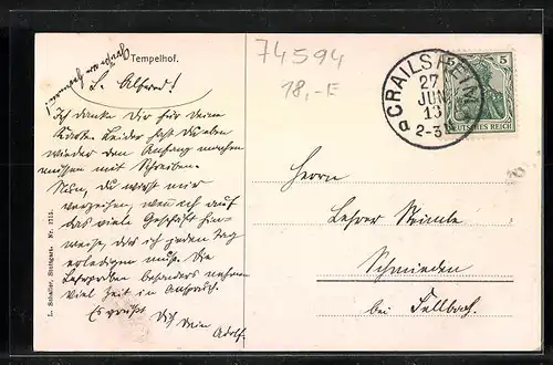 AK Tempelhof, Ortsansicht mit Feldern