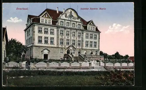 AK Bruchsal, Institut Sankta Maria, Totalansicht mit weissem Zaun