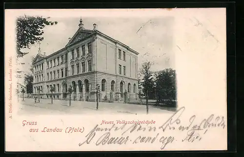 AK Landau /Pfalz, Neues Volksschulgebäude