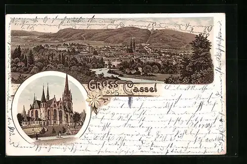 Lithographie Cassel, Neue luth. Kirche, Panorama