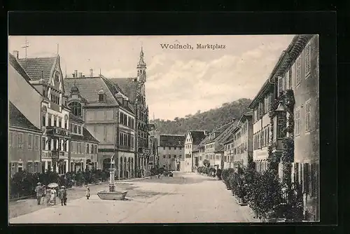 AK Wolfach, Strassenpartie am Marktplatz