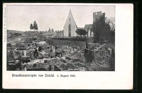 AK Ilsfeld, Brandkatastrophe 1904, Zerstörte Häuser