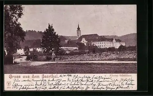 AK Schäftlarn, Panorama mit Kloster