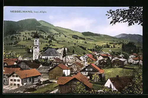 AK Nesselwang, Panorama mit Kirche