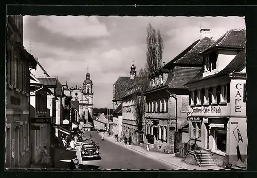AK Neckarsulm, Markstrasse mit Cafe R. Raab