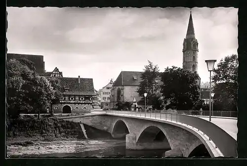 AK Gaildorf, Kocherbrücke mit Kirche