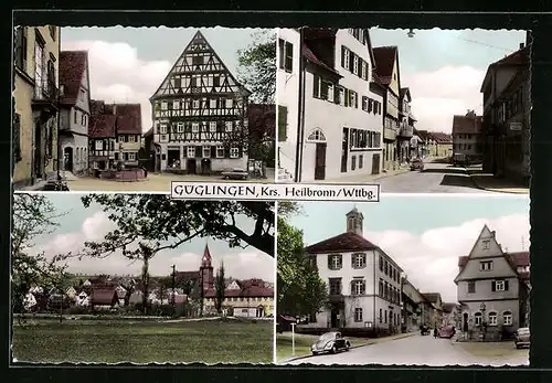 AK Güglingen /Wttbg., Brunnen am Marktplatz, Verschiedene Strassenpartien, Grünanlagen