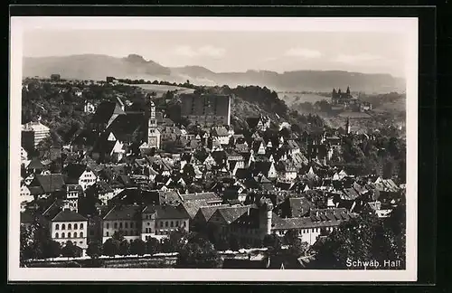 AK Schwäbisch Hall, Ortsansicht vom Flugzeug aus aus der Vogelschau