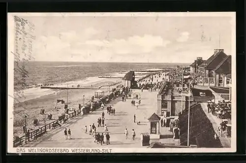 AK Westerland /Sylt, Blick auf die Strandpromenade aus der Vogelschau