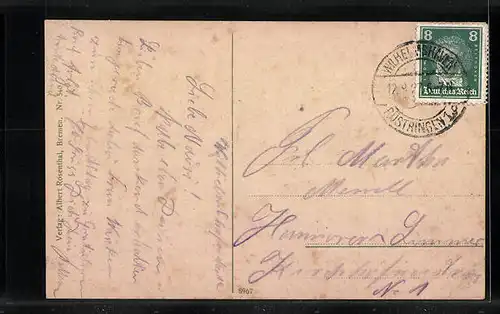 AK Wilhelmshaven, Hafenpartie mit Dampfer