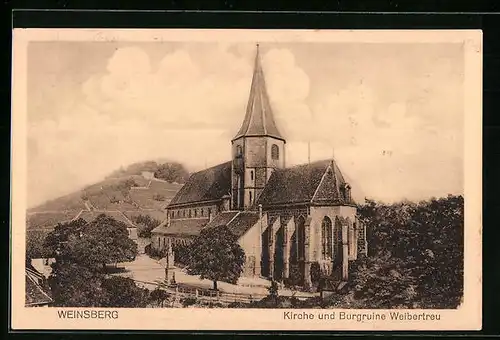 AK Weinsberg, Kirche und Burgruine Weibertreu