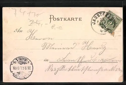 AK Jagstfeld, Ortsansicht mit Flusspartie