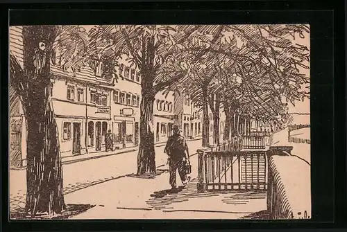 Künstler-AK Heilbronn, Neckarstrasse