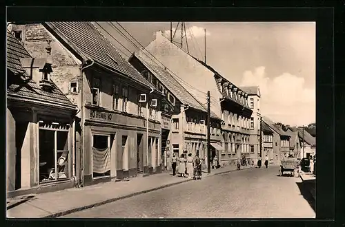 AK Grimmen, August-Bebel-Strasse mit HO-Spielwaren