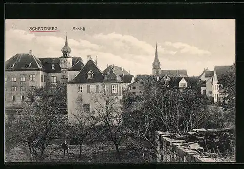AK Schrozberg, Schloss aus der Vogelschau
