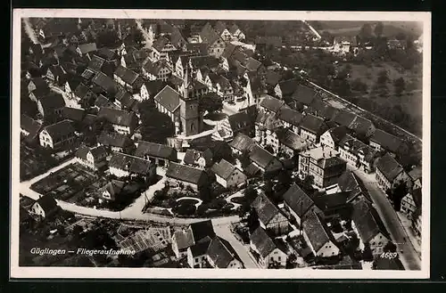 AK Güglingen, Ortsansicht vom Flugzeug aus