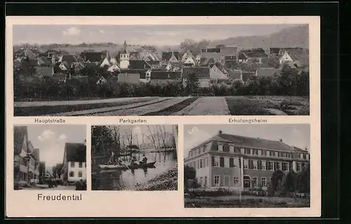 AK Freudental, Panorama, Hauptstrasse, Parkgarten