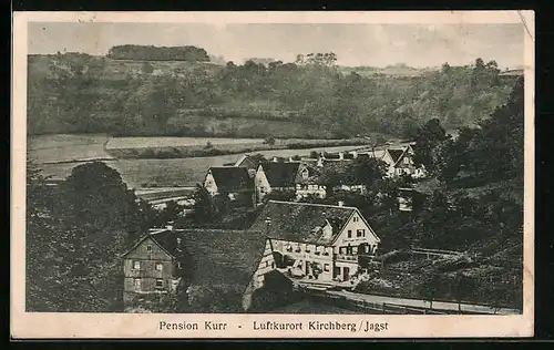 AK Kirchberg /Jagst, Pension Kurr aus der Vogelschau