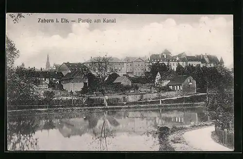 AK Zabern i. Els., Ortspartie am Kanal