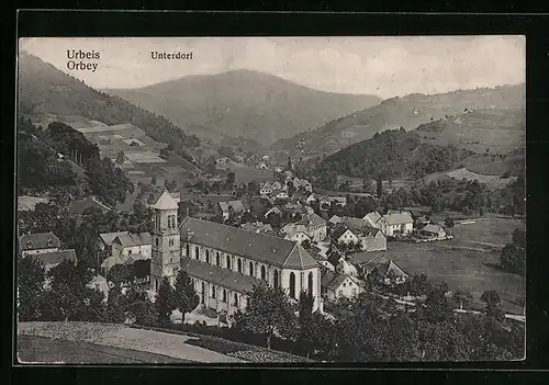 AK Urbeis, Unterdorf aus der Vogelschau