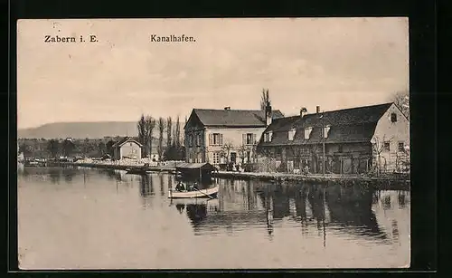 AK Zabern i. E., Paddelboot am Kanalhafen