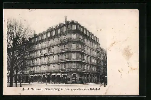 AK Strassburg, Hotel National gegenüber dem Bahnhof