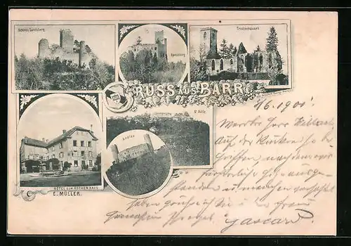 AK Barr, Schloss Landsberg, Truttenhausen, Hotel zum Rothen Haus