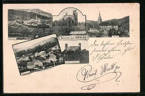 AK Andlau, Kirche, Schloss Spesburg, Hohwald