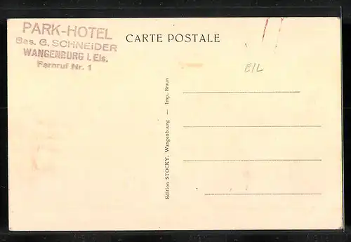 AK Wangenbourg, Hotel du Chateau, Propr.: G. Schneider