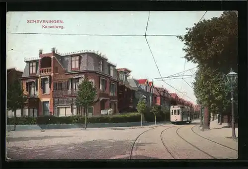 AK Rotterdam, Kanaalweg, Strassenpartie mit Strassenbahn