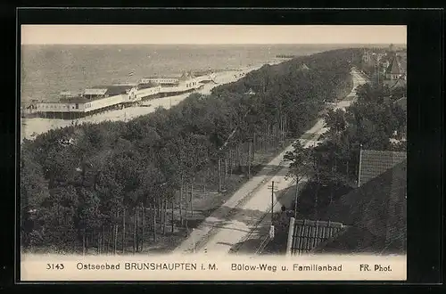 AK Brunshaupten i. M., Bülow-Weg und Familienbad