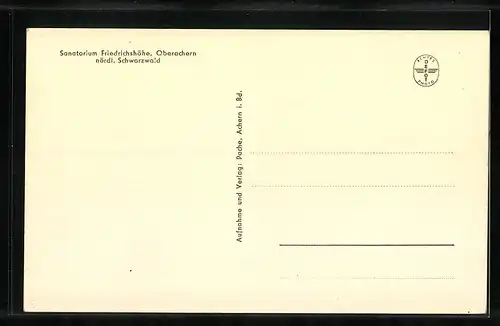 AK Oberachern, Sanatorium Friedrichshöhe, Südseite mit Liegehalle