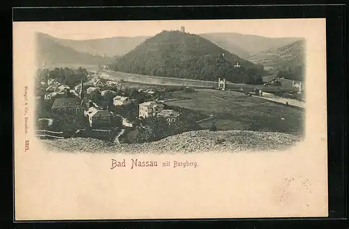 AK Bad Nassau, Ortsansicht mit Burgberg