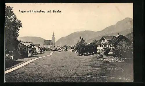 AK Anger, Ortspartie mit Untersberg und Staufen