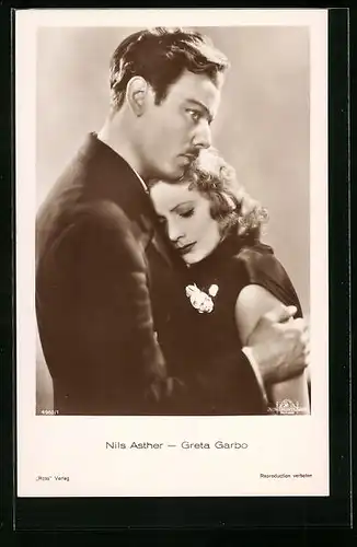 AK Schauspielerin Greta Garbo und Schauspieler Nils Asther in einer gemeinsamen Filmszene