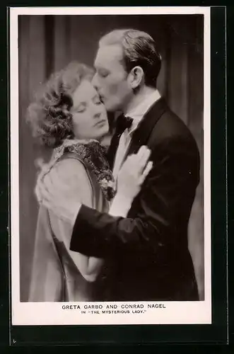 AK Schauspielerin Greta Garbo und Schauspieler Conrad Nagel in The Mysterious Lady