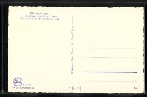 AK Alte Schlesische Baude und Reifträger mit Baude im Riesengebirge