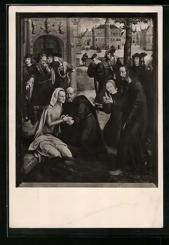 Foto-AK Deutscher Kunstverlag, Nr. 17: Calcar, Nikolaikirche, Gemälde am rechten Aussenflügel des Hochaltars