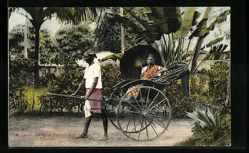 AK Ceylon, A Tamil Lady in Rickshaw