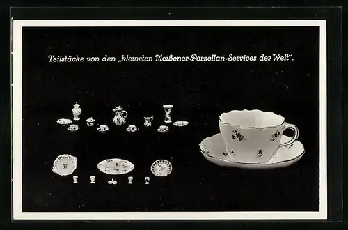 AK Teilstücke von den Kleinsten Meissener Porzellan-Services der Welt