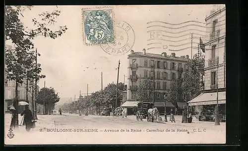 AK Boulogne-sur-Seine, Avenue de la Reine, Carrefour de la Reine