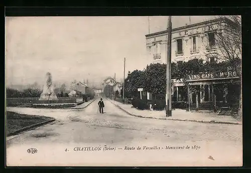 AK Chatillon, Route de Versailles, Monument de 1870