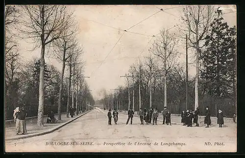 AK Boulogne-sur-Seine, Perspective de l`Avenue de Longchamps