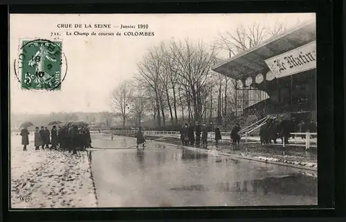 AK Colombes, Crue de la Seine 1910, le Champ de courses