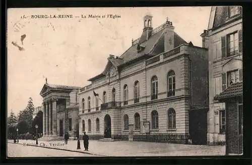 AK Bourg-la-Reine, La Mairie et l`Eglise